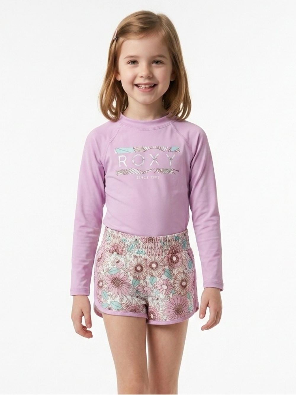 Roxy toddler Girls' purple Long Sleeve Rash Guard Set